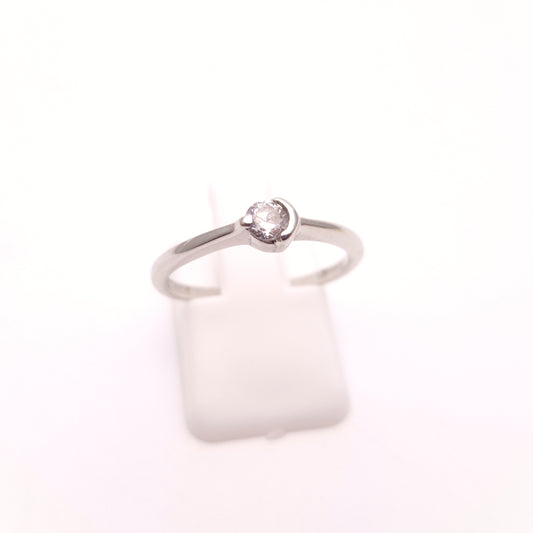 18ct White Gold ~0.15ct Diamond Half Bezel Set Solitaire Ring