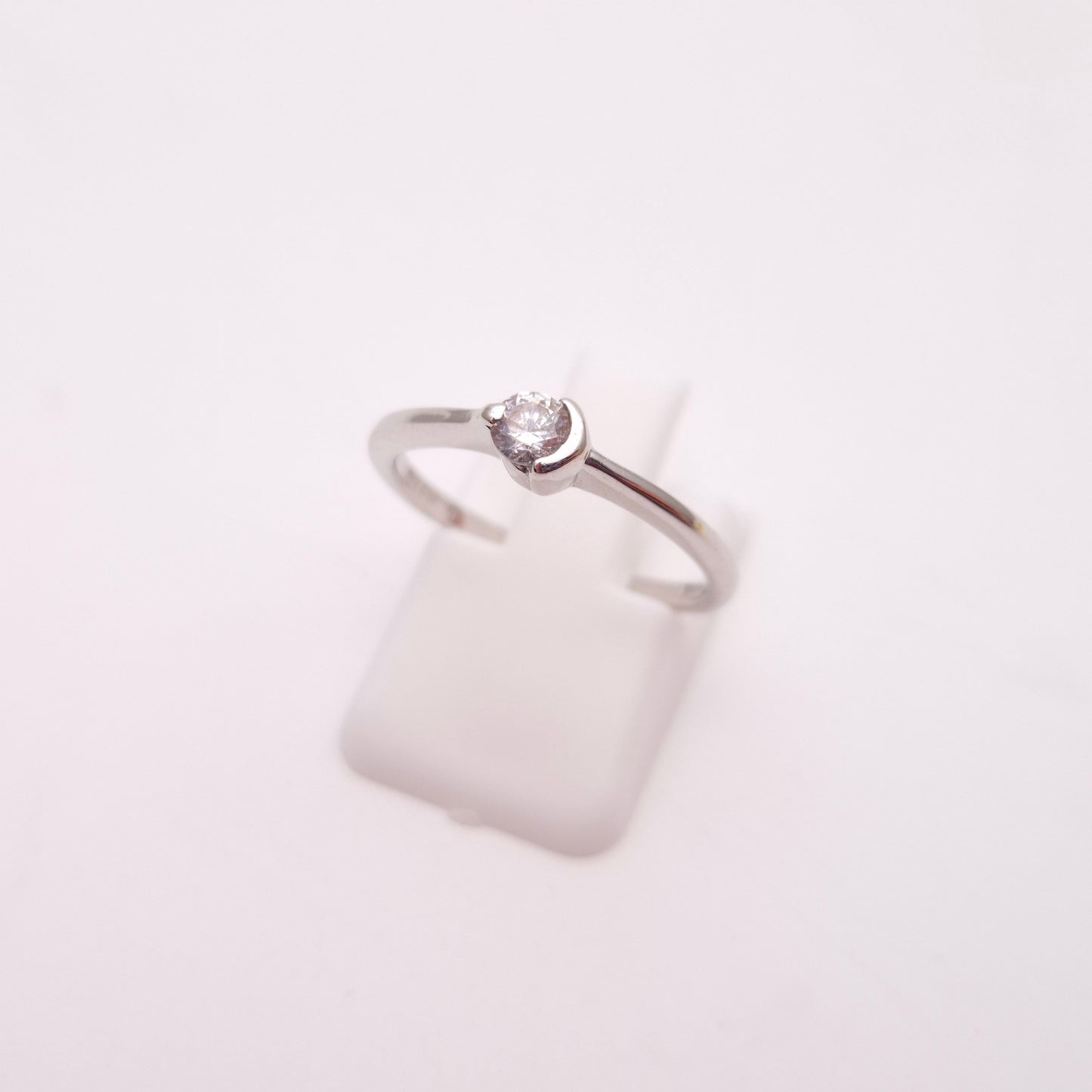 18ct White Gold ~0.15ct Diamond Half Bezel Set Solitaire Ring
