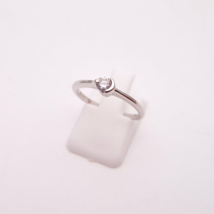 18ct White Gold ~0.15ct Diamond Half Bezel Set Solitaire Ring