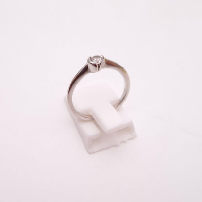 18ct White Gold ~0.15ct Diamond Half Bezel Set Solitaire Ring