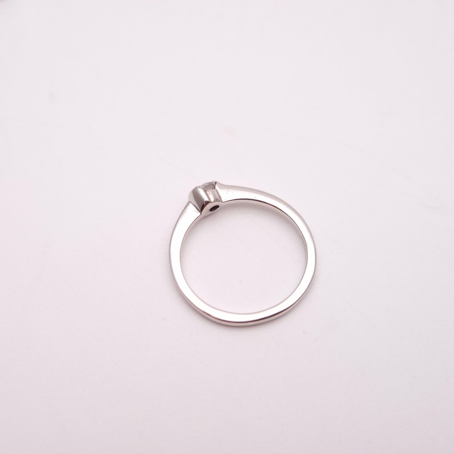 18ct White Gold ~0.15ct Diamond Half Bezel Set Solitaire Ring