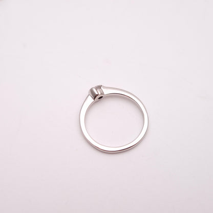 18ct White Gold ~0.15ct Diamond Half Bezel Set Solitaire Ring