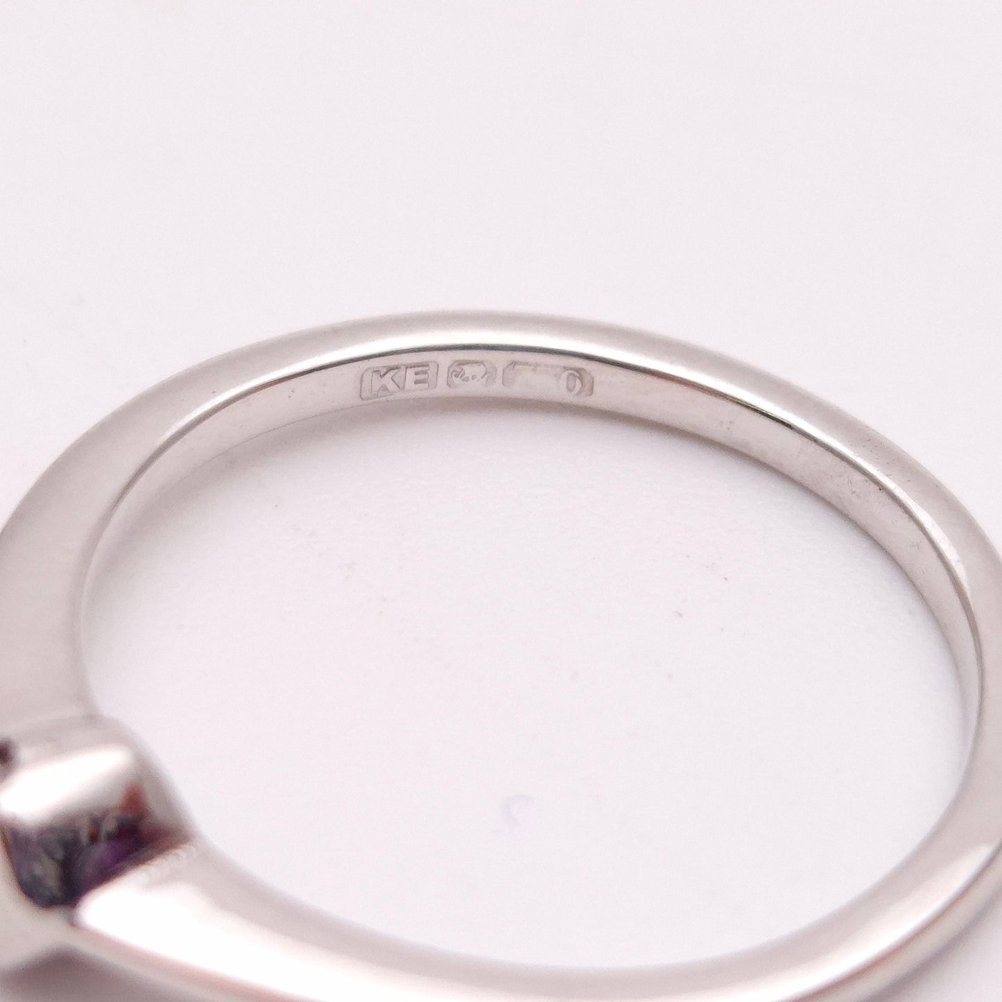 18ct White Gold ~0.15ct Diamond Half Bezel Set Solitaire Ring