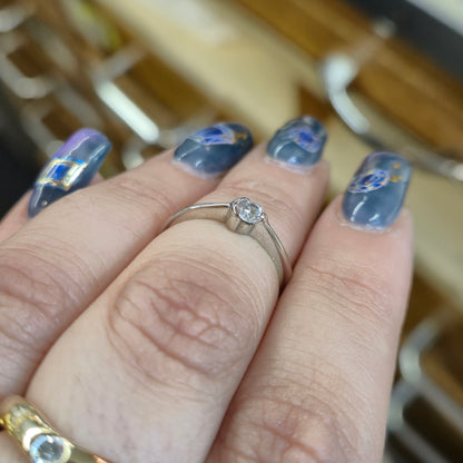 18ct White Gold ~0.15ct Diamond Half Bezel Set Solitaire Ring