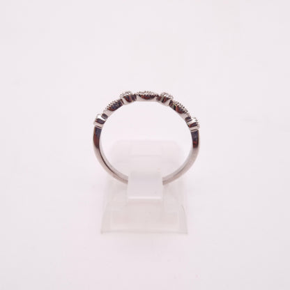 9ct White Gold Diamond Set Half Eternity Fancy Round / Marquise Panel Band Ring