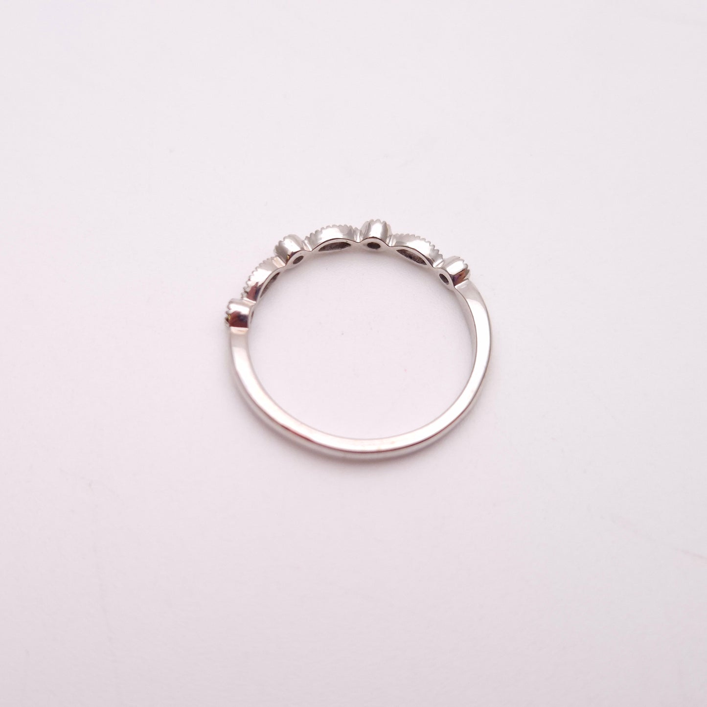 9ct White Gold Diamond Set Half Eternity Fancy Round / Marquise Panel Band Ring