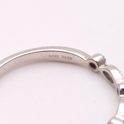 9ct White Gold Diamond Set Half Eternity Fancy Round / Marquise Panel Band Ring