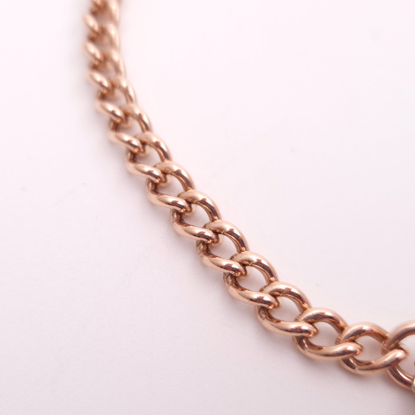 9ct Rose Gold Vintage Heavyweight Heart Padlock Curb Chain Bracelet