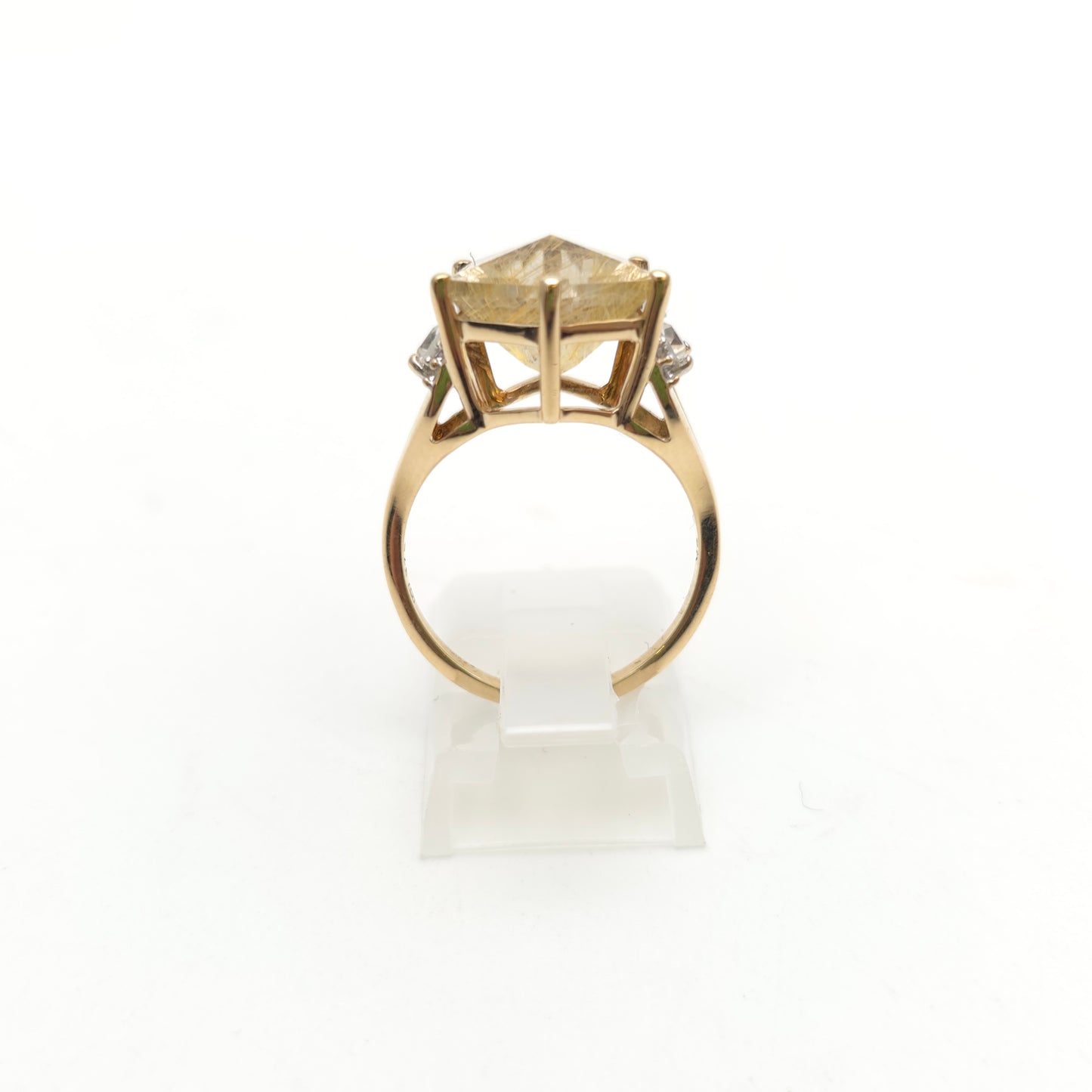 9ct Yellow Gold Chunky Rutilated Quartz And White Topaz Ring