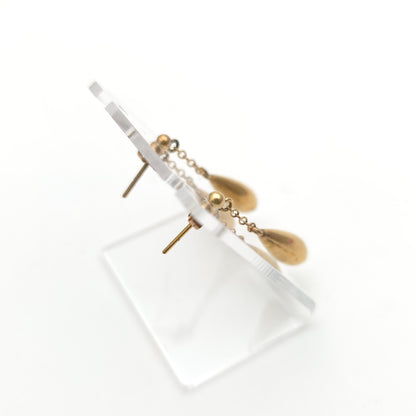 9ct Yellow Gold Antique Hollow Teardrop And Chain Drop Earrings