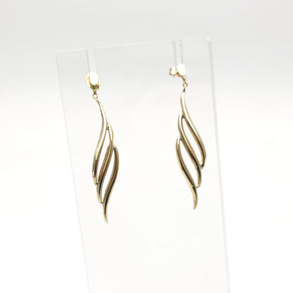 9ct Yellow Gold Extra Large Lightweight Openwork Wiggle Drop Earrings