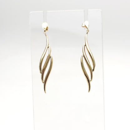9ct Yellow Gold Extra Large Lightweight Openwork Wiggle Drop Earrings