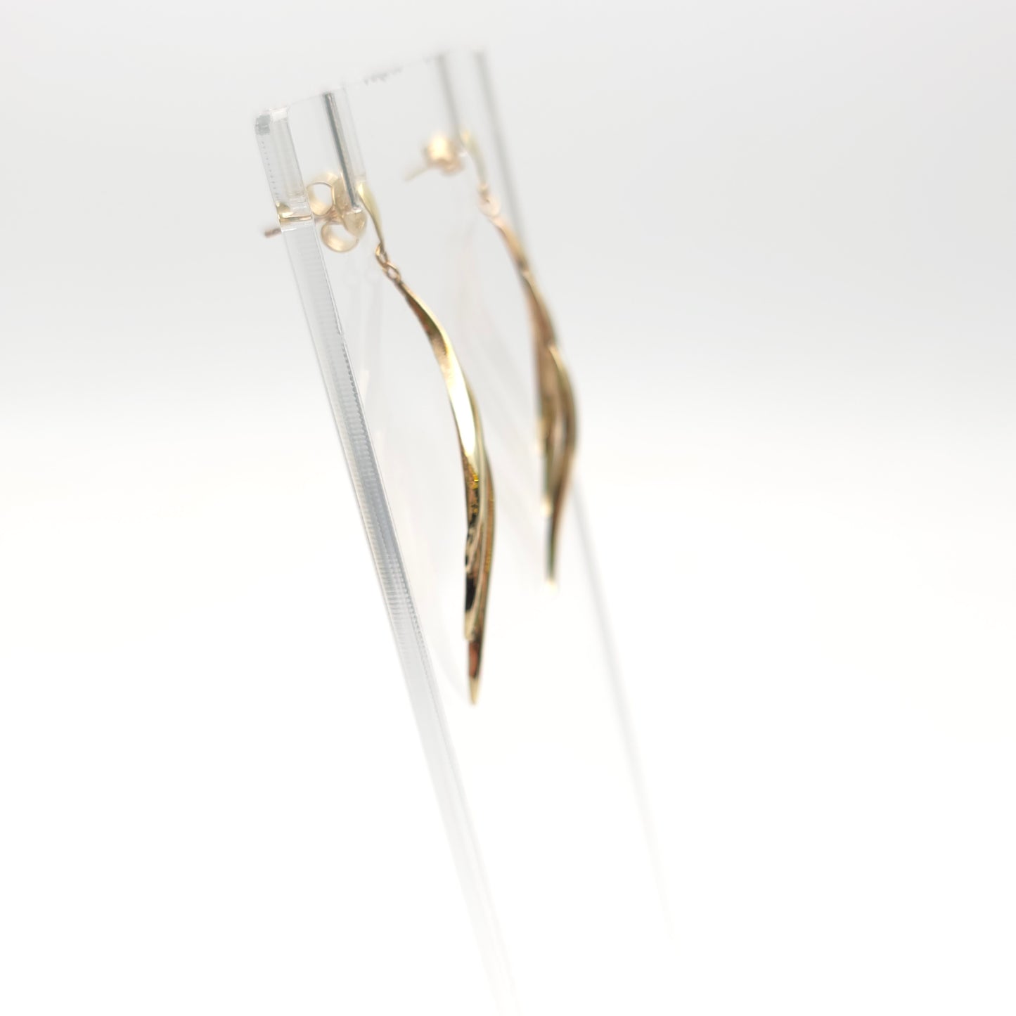 9ct Yellow Gold Extra Large Lightweight Openwork Wiggle Drop Earrings