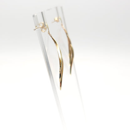 9ct Yellow Gold Extra Large Lightweight Openwork Wiggle Drop Earrings