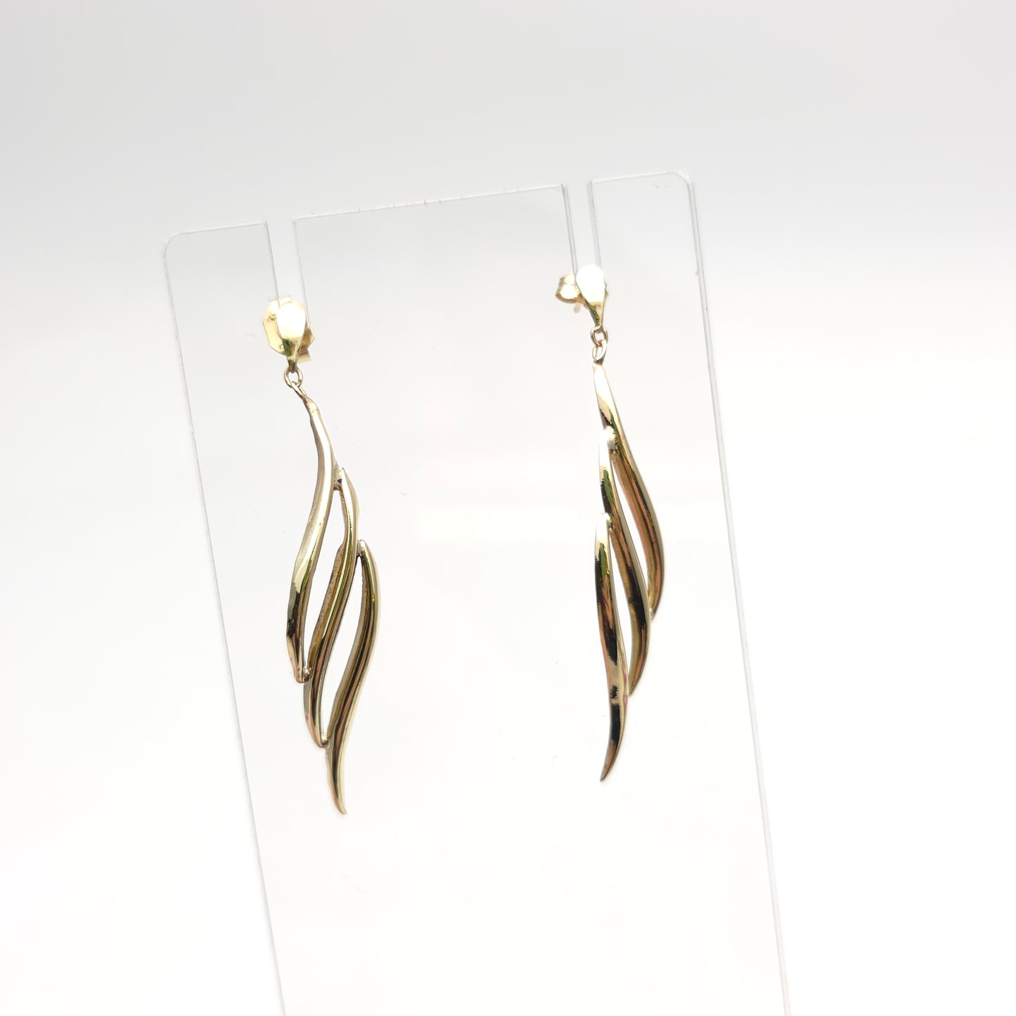 9ct Yellow Gold Extra Large Lightweight Openwork Wiggle Drop Earrings