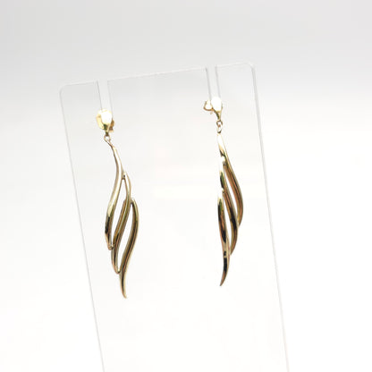9ct Yellow Gold Extra Large Lightweight Openwork Wiggle Drop Earrings