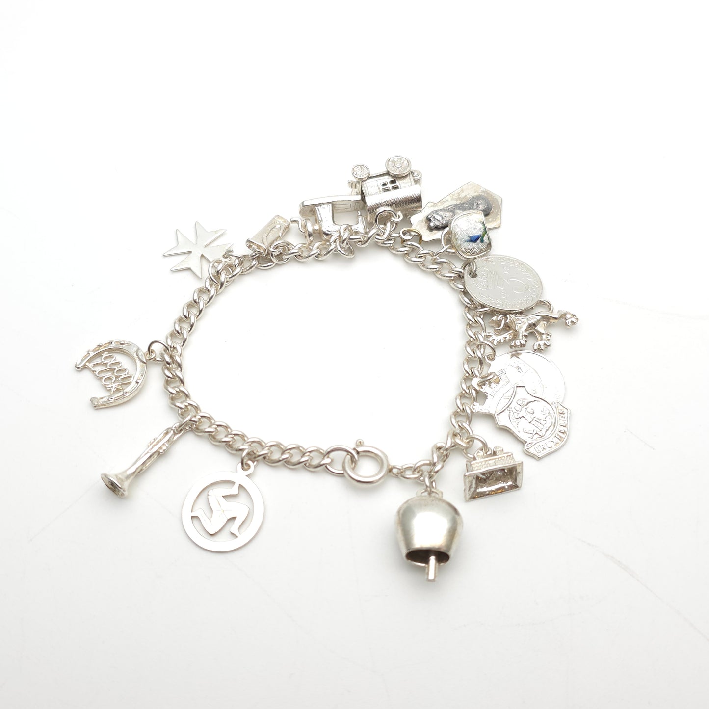 Sterling Silver Vintage Charm Bracelet With Multiple Charms Inc. Caravan etc