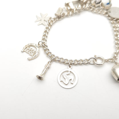 Sterling Silver Vintage Charm Bracelet With Multiple Charms Inc. Caravan etc