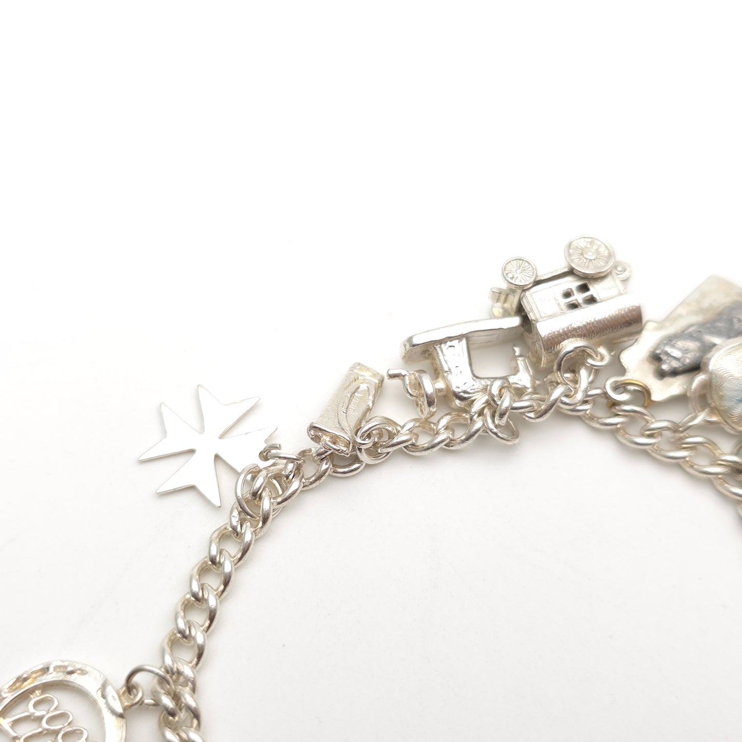 Sterling Silver Vintage Charm Bracelet With Multiple Charms Inc. Caravan etc