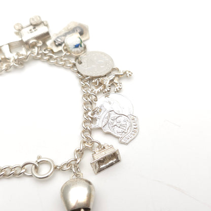 Sterling Silver Vintage Charm Bracelet With Multiple Charms Inc. Caravan etc
