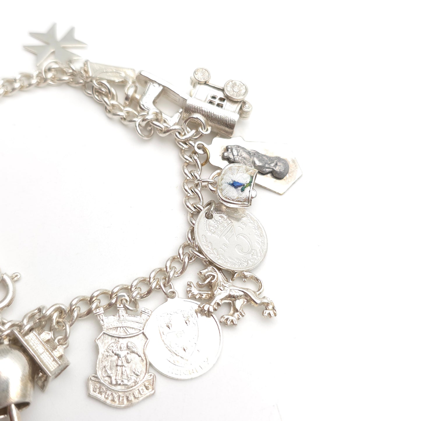Sterling Silver Vintage Charm Bracelet With Multiple Charms Inc. Caravan etc