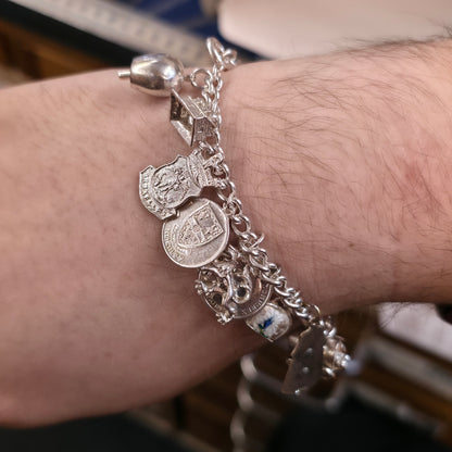 Sterling Silver Vintage Charm Bracelet With Multiple Charms Inc. Caravan etc