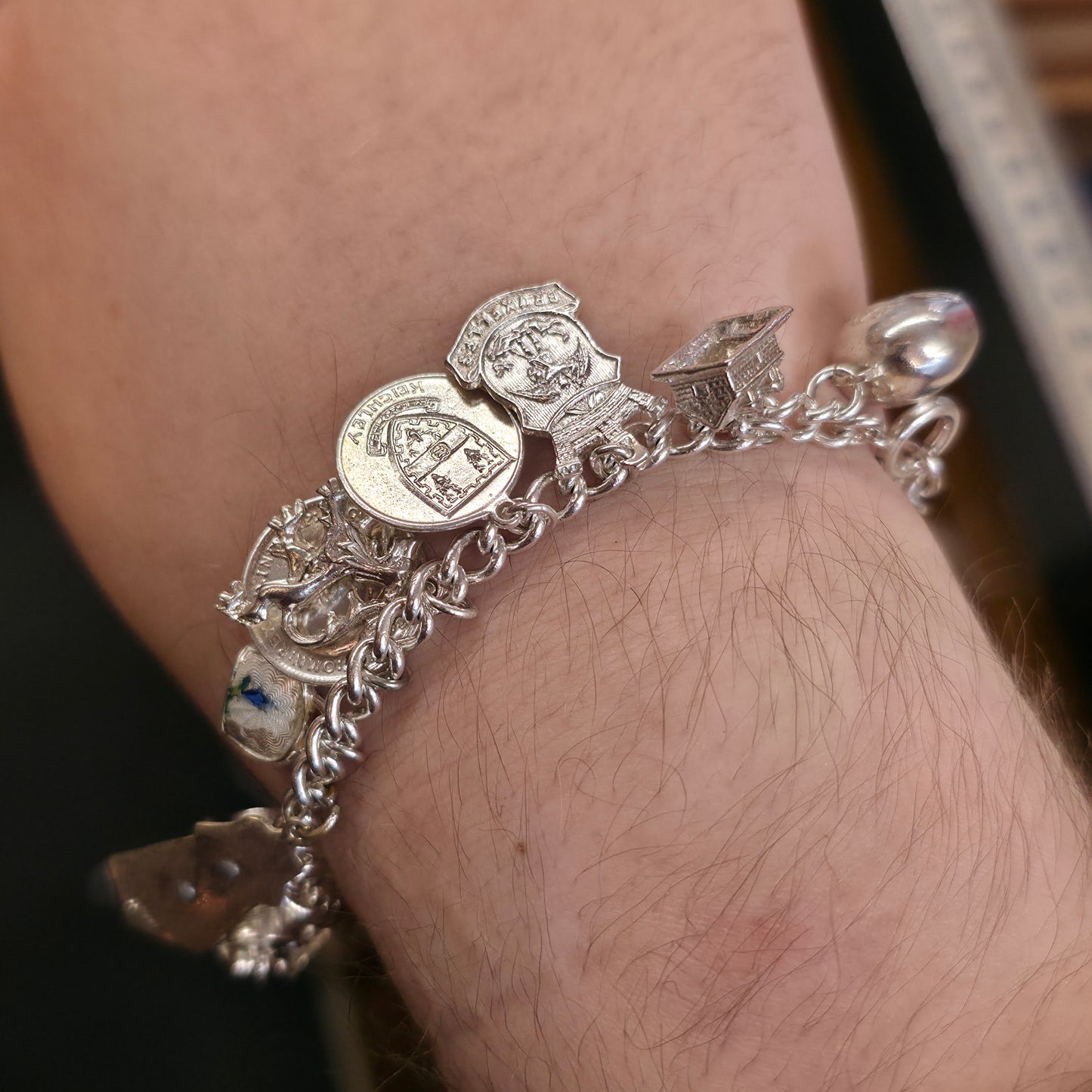 Sterling Silver Vintage Charm Bracelet With Multiple Charms Inc. Caravan etc