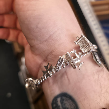 Sterling Silver Vintage Charm Bracelet With Multiple Charms Inc. Caravan etc