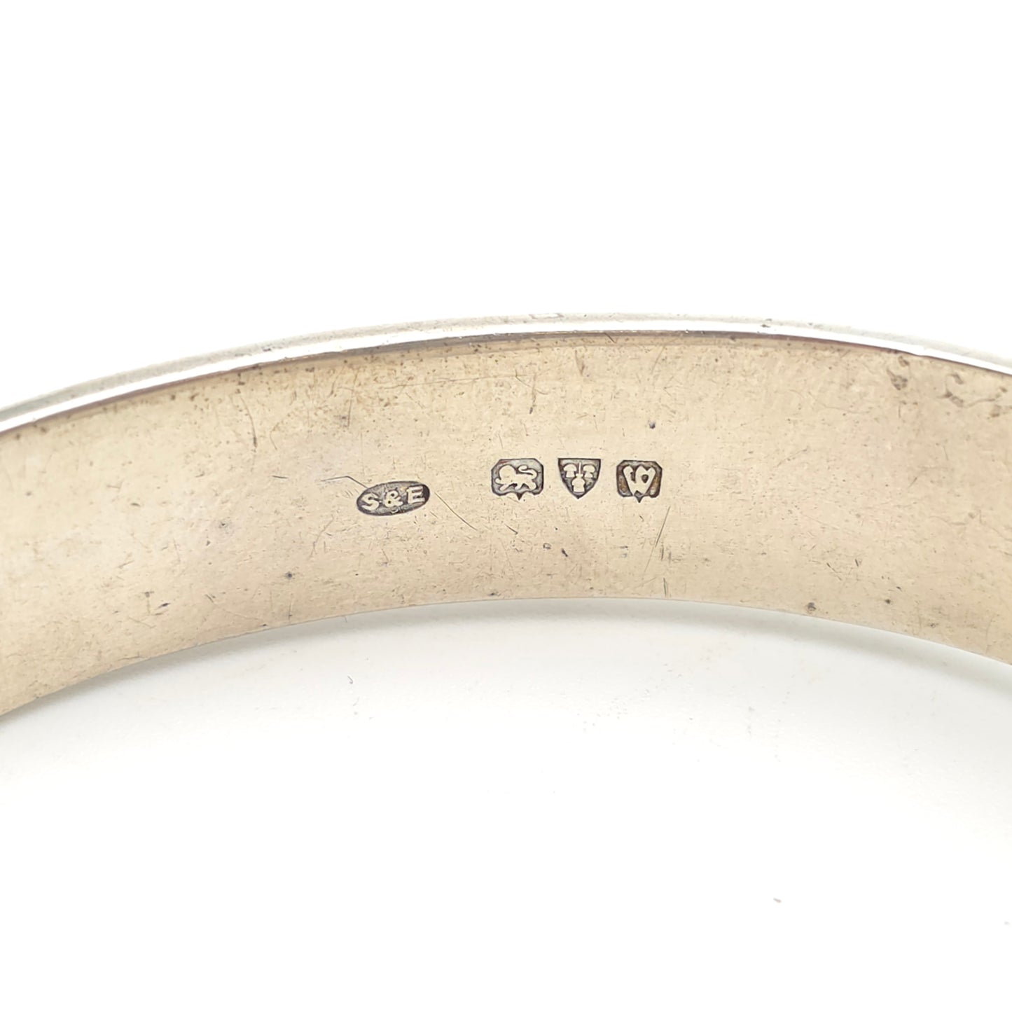 Sterling Silver Vintage 1940s Half Patterned Engraved Foliate Bangle