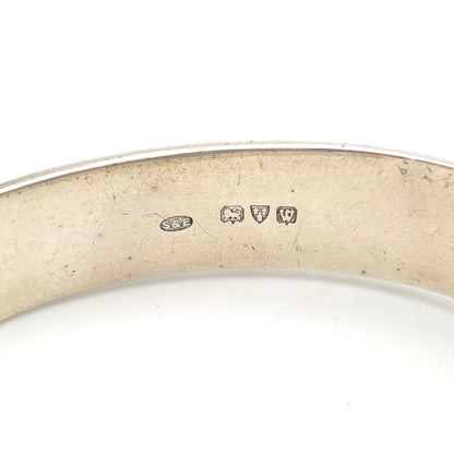 Sterling Silver Vintage 1940s Half Patterned Engraved Foliate Bangle