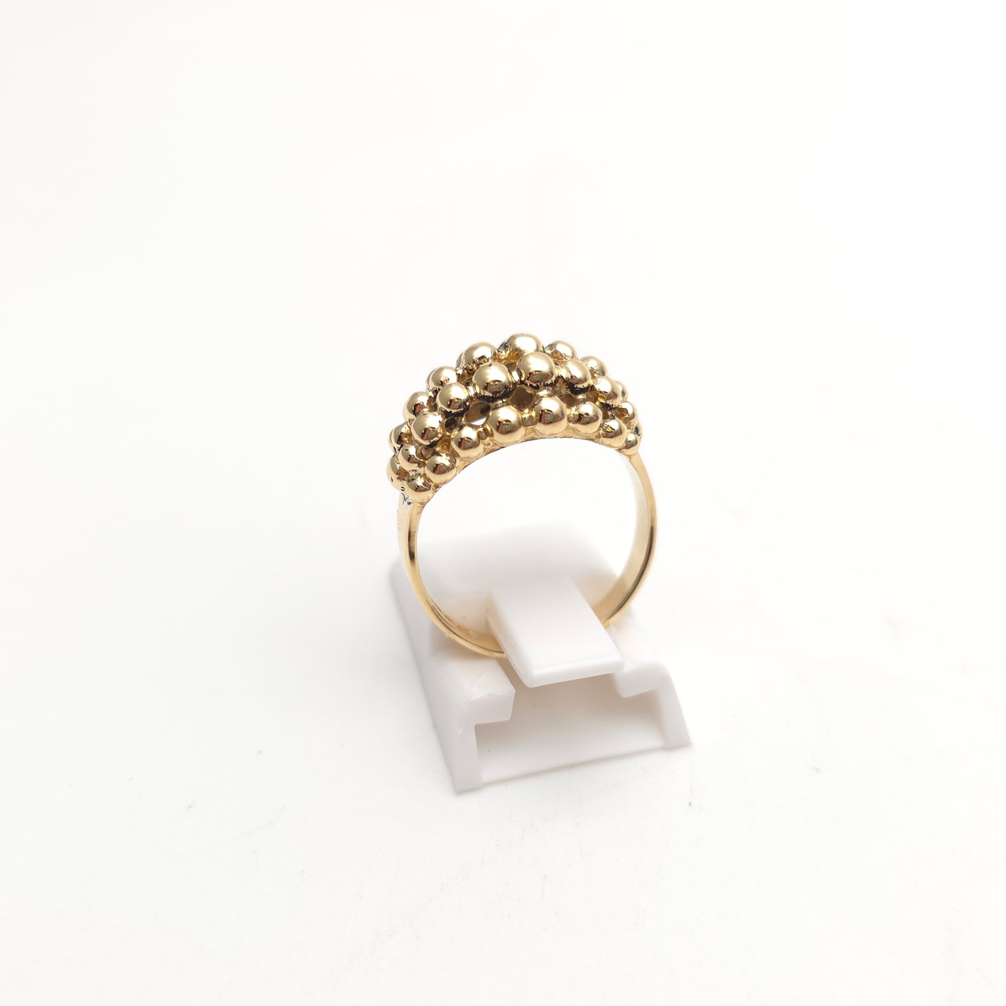 9ct Yellow Gold Vintage Domed Bobbly Beaded Ring With Cut-outs