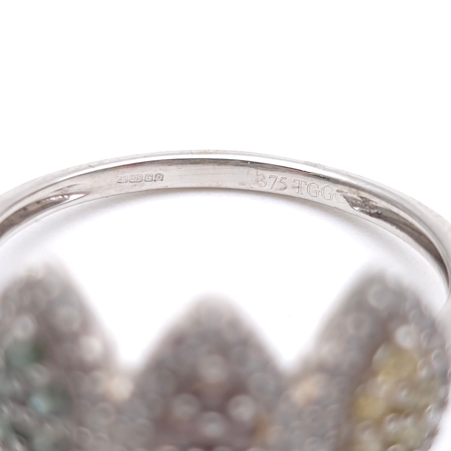 9ct White Gold Vari-hue Multicoloured Diamond Triple Marquise Cluster Ring