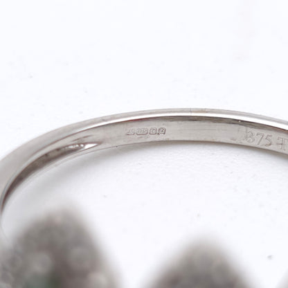 9ct White Gold Vari-hue Multicoloured Diamond Triple Marquise Cluster Ring