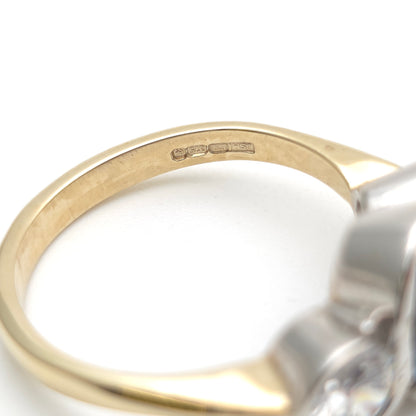 9ct Yellow Gold London Blue Topaz and Cubic Zirconia Trilogy Ring