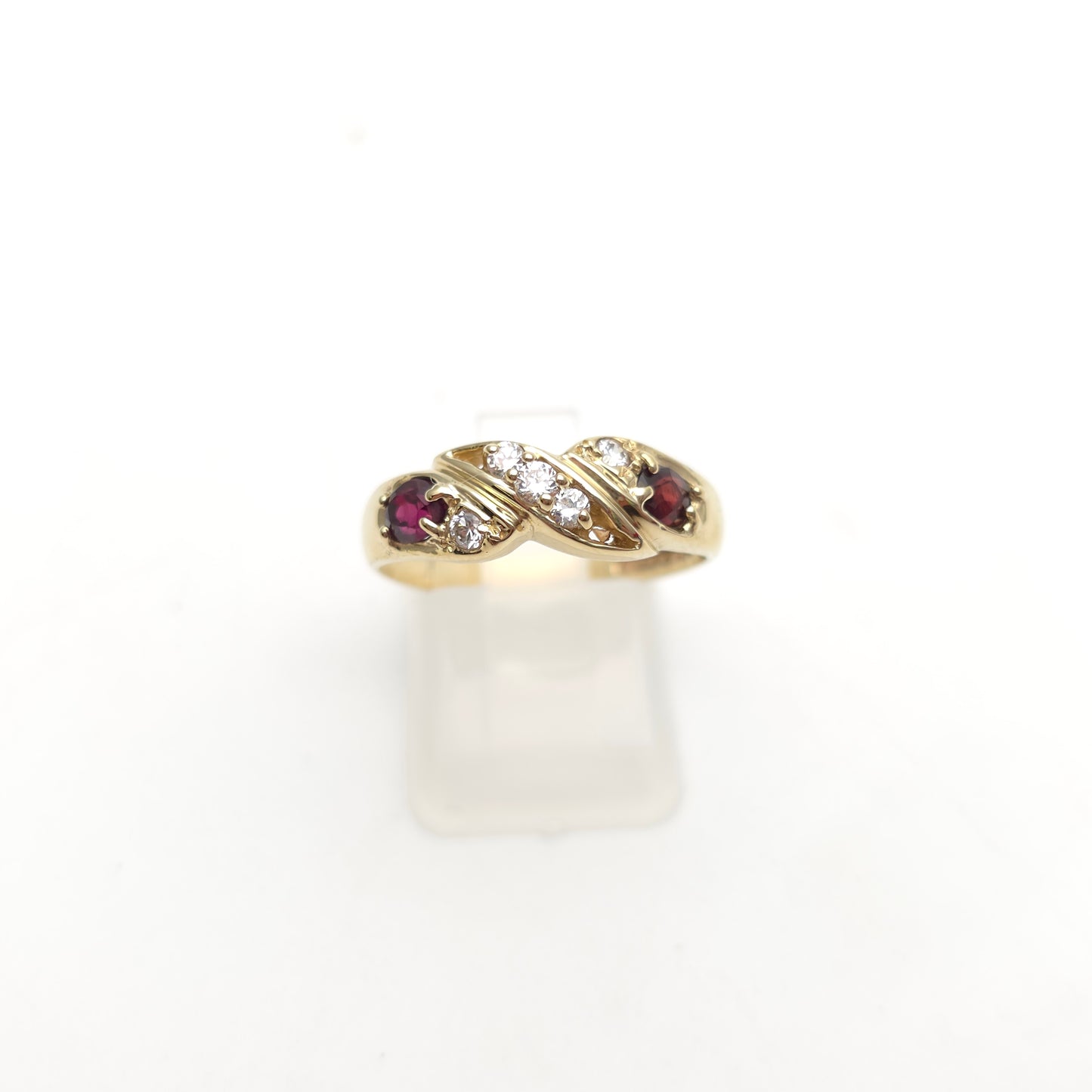 9ct Yellow Gold Vintage Garnet and Cubic Zirconia CZ Multistone Ring