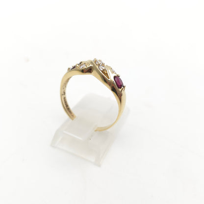 9ct Yellow Gold Vintage Garnet and Cubic Zirconia CZ Multistone Ring