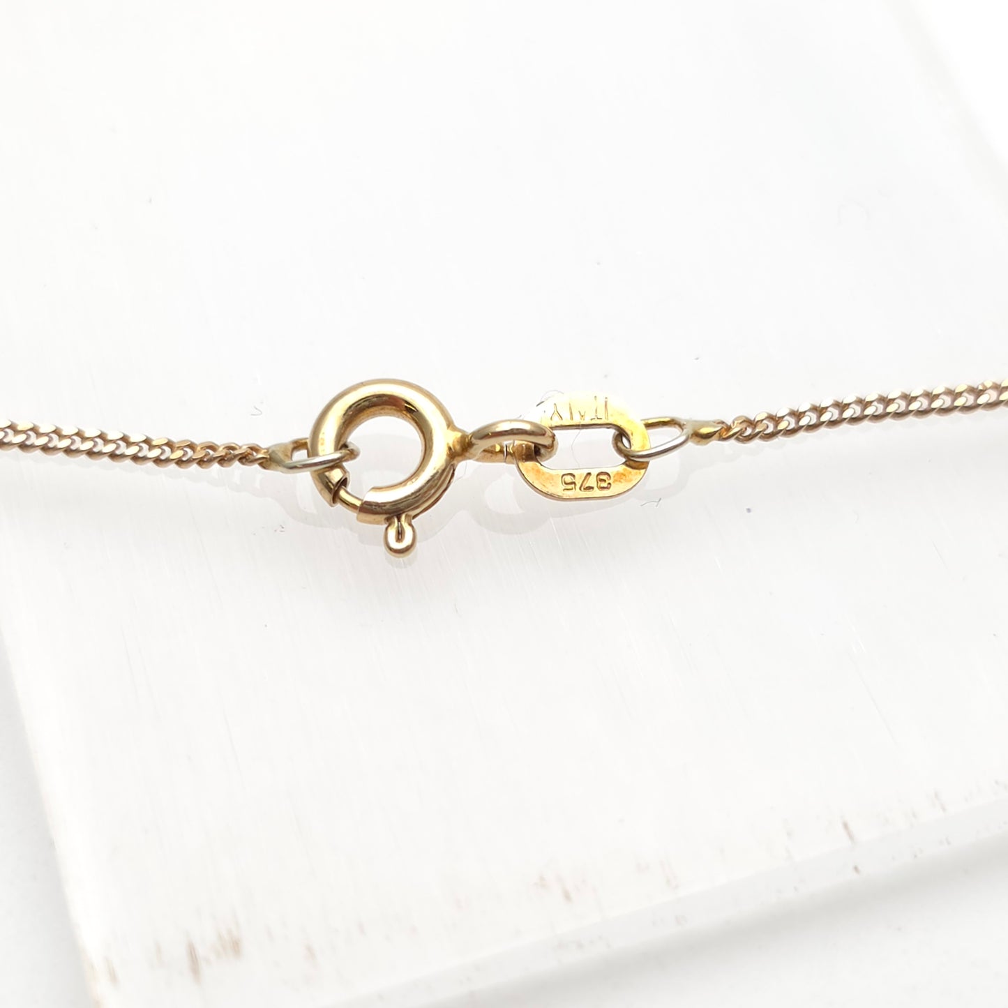 14ct Yellow Gold Red and Pink Topaz And Diamond Pendant on 9ct Gold Curb Chain