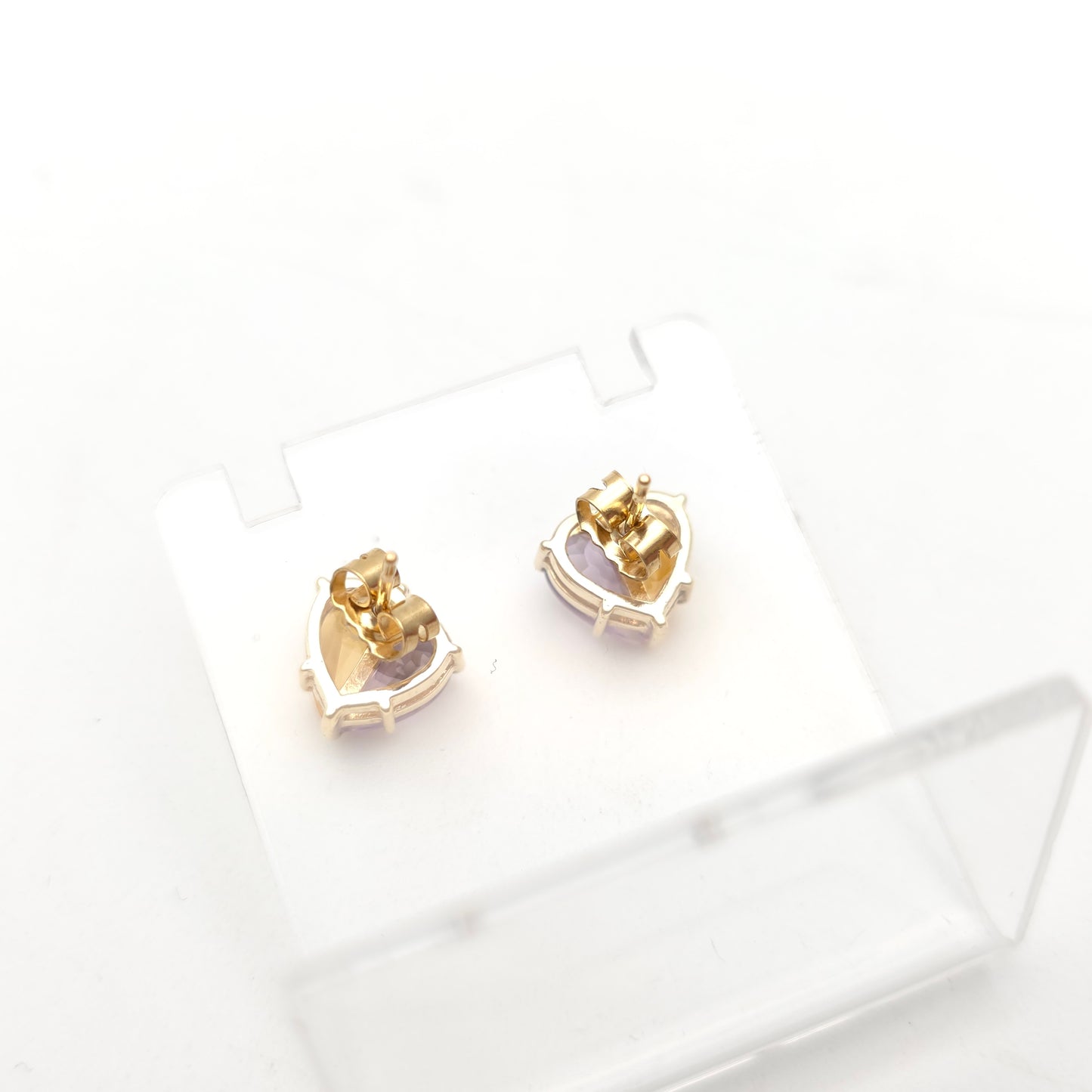 9ct Yellow Gold Multi-Gem Heart Shaped Amethyst And Citrine Stud Earrings
