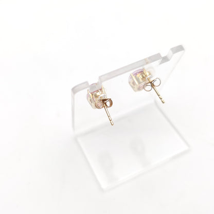 9ct Yellow Gold Oval Cut Pink Topaz And Round White Topaz Stud Earrings