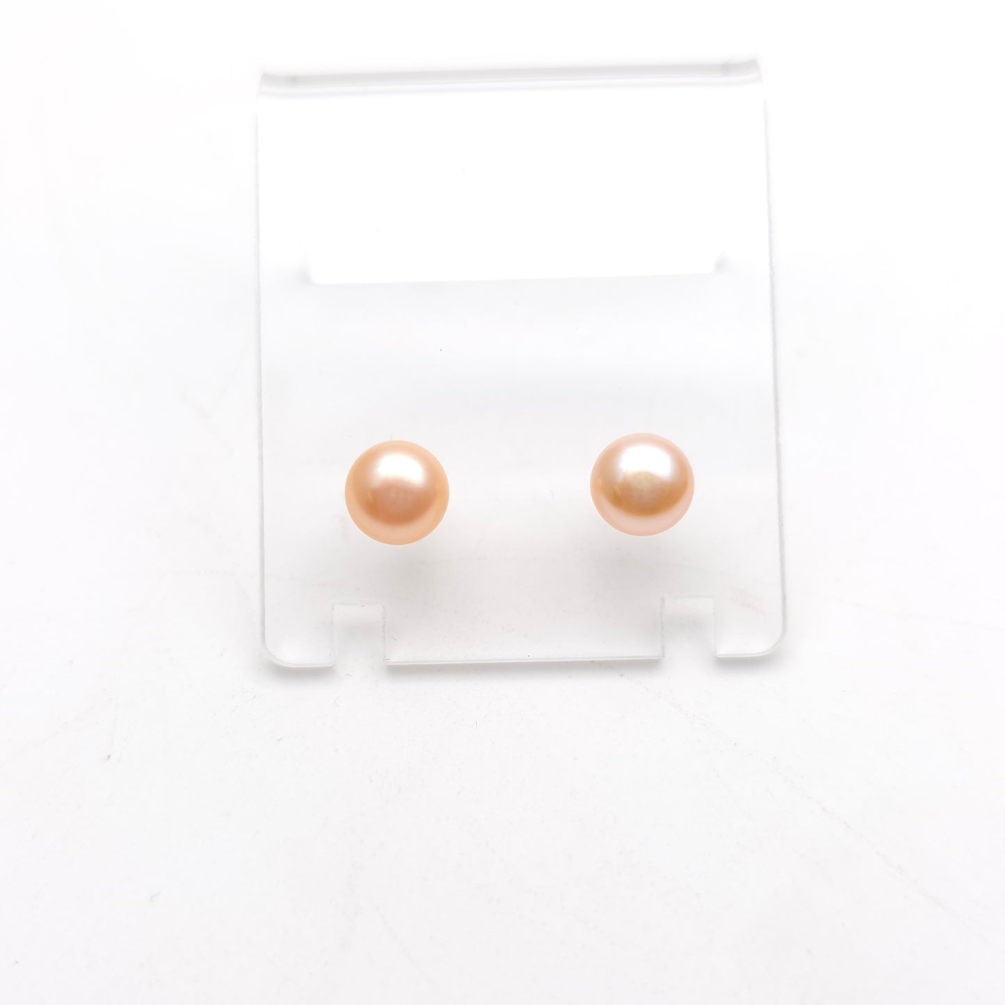9ct Yellow Gold Peach Coloured 6.75mm Pearl Stud Earrings