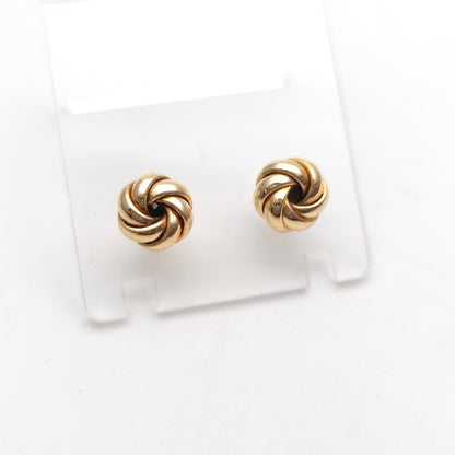 9ct Yellow Gold Multi Strand 9mm Round Knot Stud Earrings