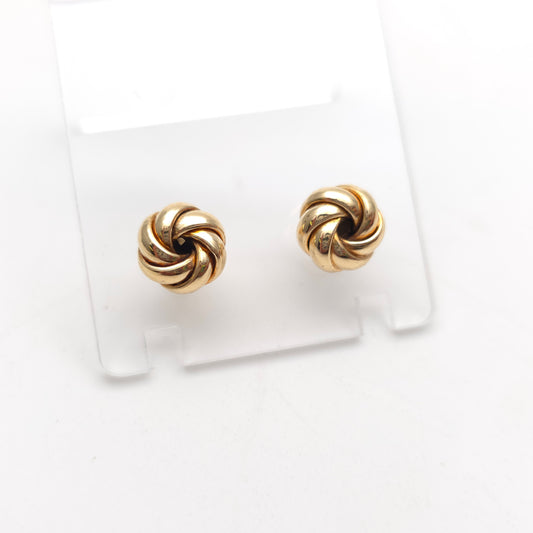 9ct Yellow Gold Multi Strand 9mm Round Knot Stud Earrings