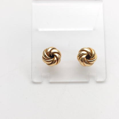 9ct Yellow Gold Multi Strand 9mm Round Knot Stud Earrings