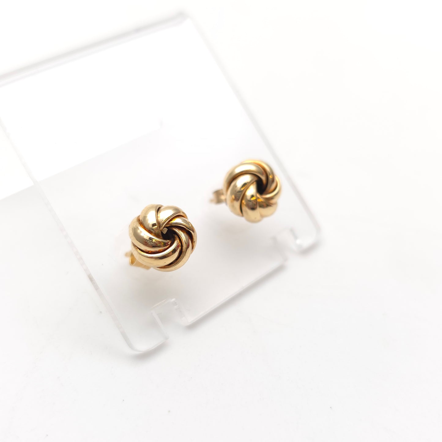 9ct Yellow Gold Multi Strand 9mm Round Knot Stud Earrings