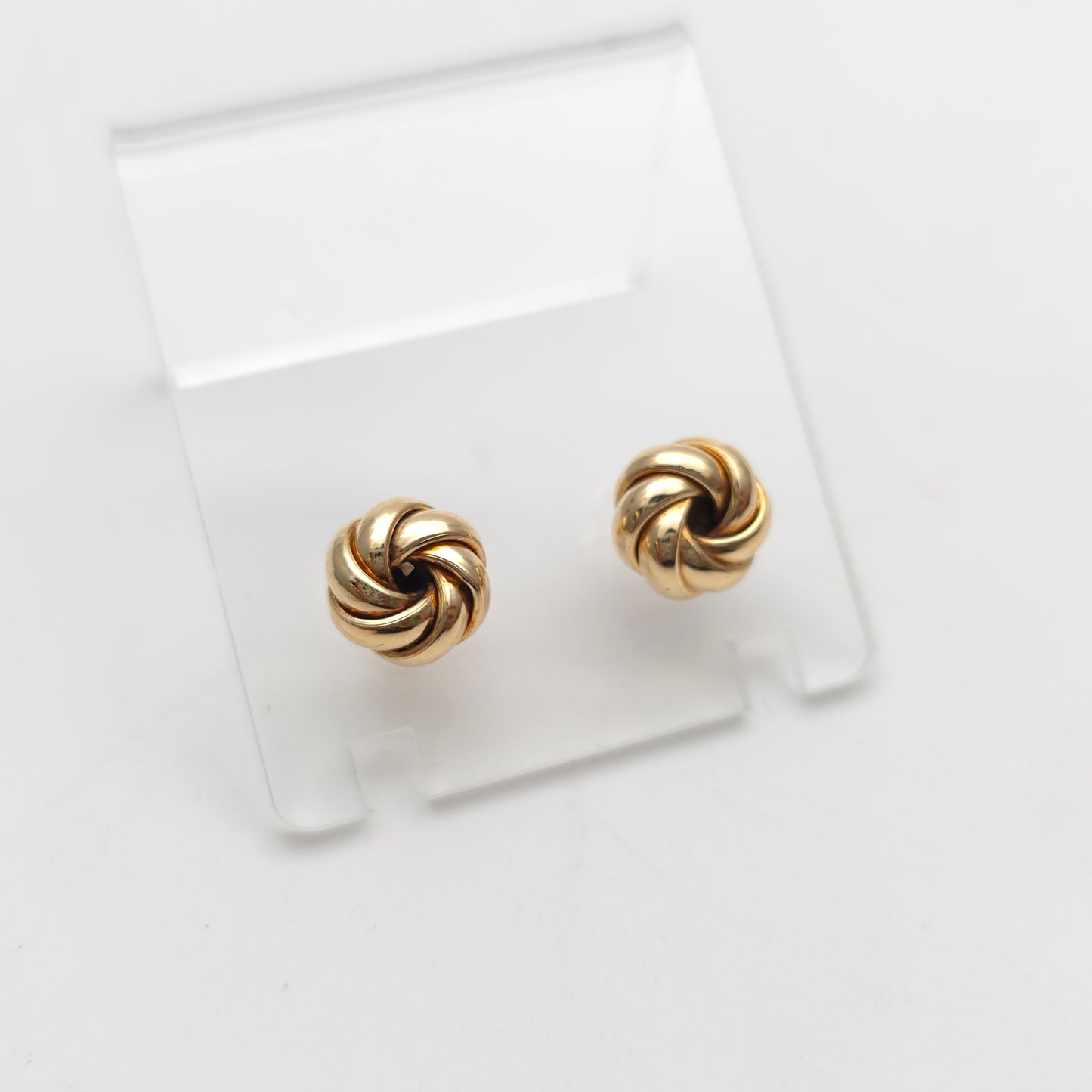 9ct Yellow Gold Multi Strand 9mm Round Knot Stud Earrings