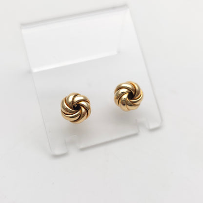 9ct Yellow Gold Multi Strand 9mm Round Knot Stud Earrings