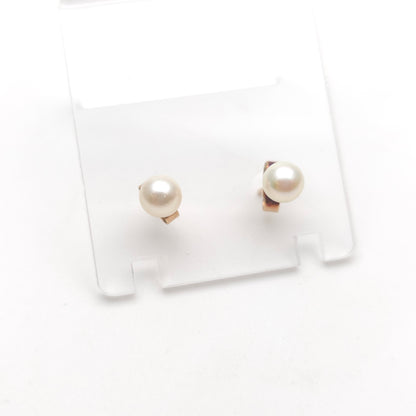 9ct Yellow Gold White 5mm Round Pearl Stud Earrings