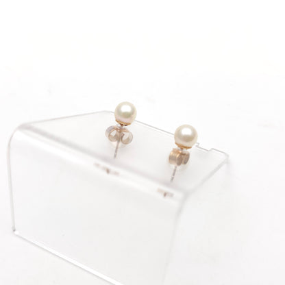 9ct Yellow Gold White 5mm Round Pearl Stud Earrings