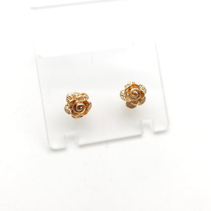 9ct Yellow Gold Small Solid Textured Flower Stud Earrings