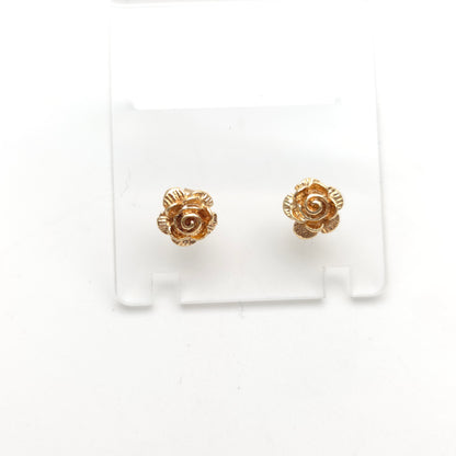 9ct Yellow Gold Small Solid Textured Flower Stud Earrings